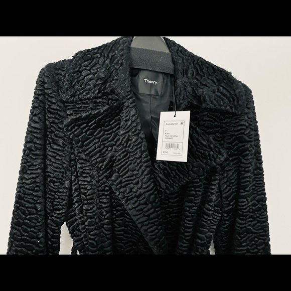 NWT Theory Relaxed Trench Coat in Faux Astrakhan - Picture 5 of 9